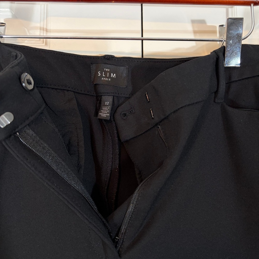 WHBM Black Slim Flat Front Ankle Pants Womens 12 - Picture 7 of 10